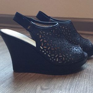 Black open toe wedges by CL By Laundry